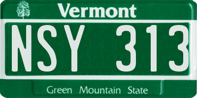 VT license plate NSY313