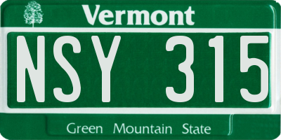 VT license plate NSY315