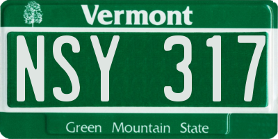 VT license plate NSY317
