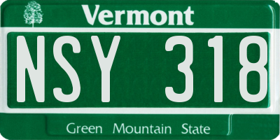 VT license plate NSY318