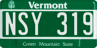 VT license plate NSY319