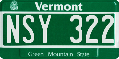 VT license plate NSY322