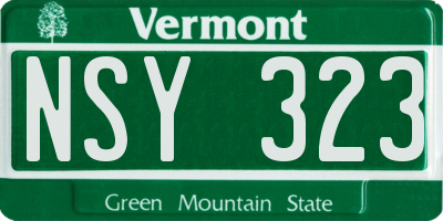 VT license plate NSY323
