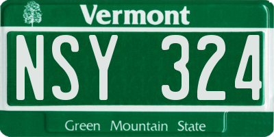 VT license plate NSY324