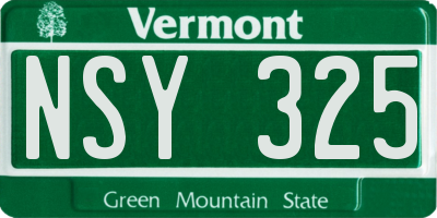 VT license plate NSY325