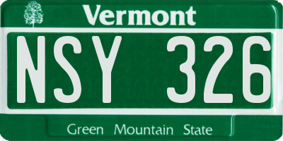 VT license plate NSY326