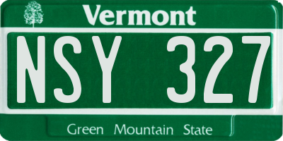 VT license plate NSY327