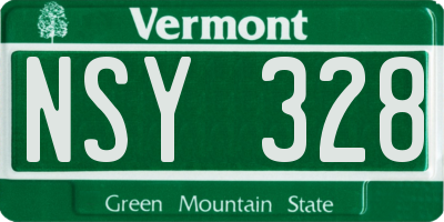 VT license plate NSY328