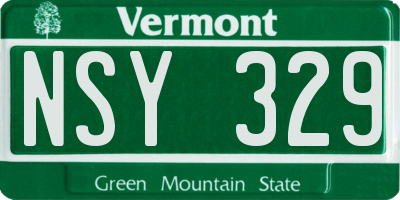 VT license plate NSY329
