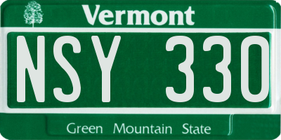 VT license plate NSY330