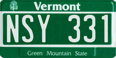 VT license plate NSY331