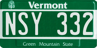 VT license plate NSY332
