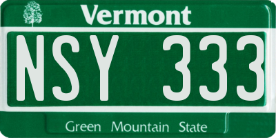 VT license plate NSY333