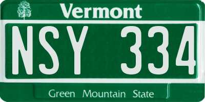 VT license plate NSY334