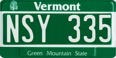 VT license plate NSY335