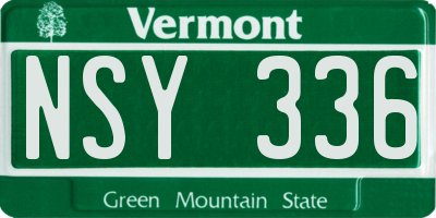 VT license plate NSY336
