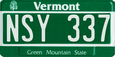 VT license plate NSY337