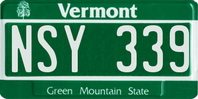 VT license plate NSY339