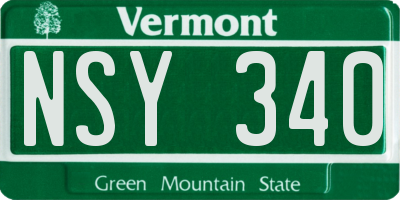 VT license plate NSY340