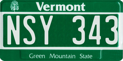 VT license plate NSY343