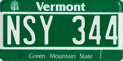 VT license plate NSY344