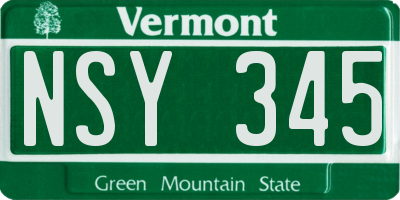 VT license plate NSY345