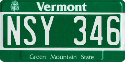VT license plate NSY346
