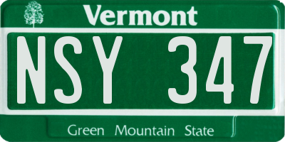 VT license plate NSY347