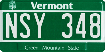VT license plate NSY348