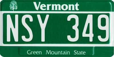 VT license plate NSY349