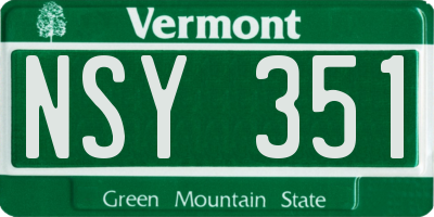 VT license plate NSY351