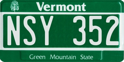 VT license plate NSY352