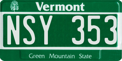 VT license plate NSY353