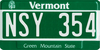 VT license plate NSY354