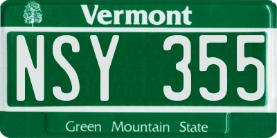 VT license plate NSY355