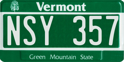 VT license plate NSY357