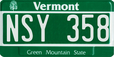 VT license plate NSY358