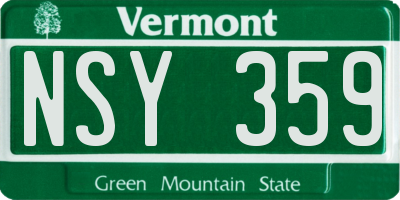 VT license plate NSY359