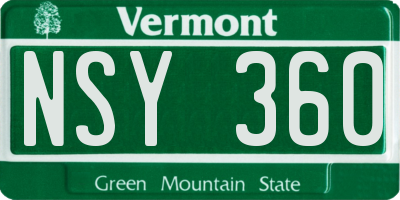 VT license plate NSY360