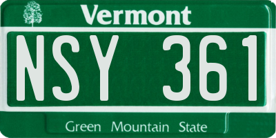 VT license plate NSY361