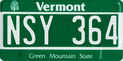 VT license plate NSY364