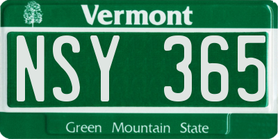 VT license plate NSY365