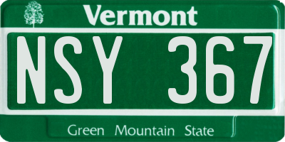 VT license plate NSY367