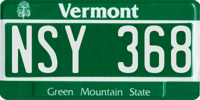 VT license plate NSY368