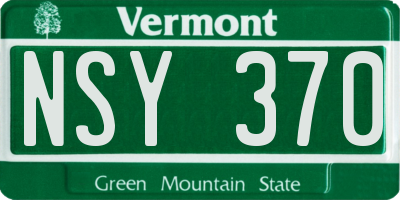 VT license plate NSY370