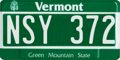 VT license plate NSY372