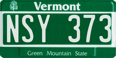 VT license plate NSY373