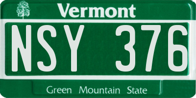 VT license plate NSY376