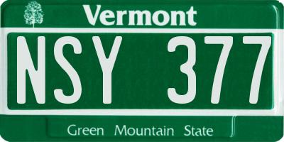 VT license plate NSY377