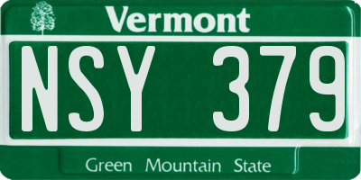 VT license plate NSY379
